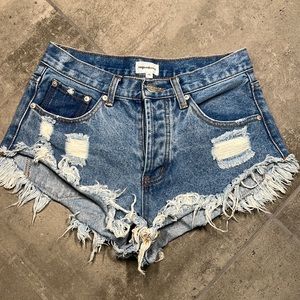 SUPERDOWN distressed denim shorts